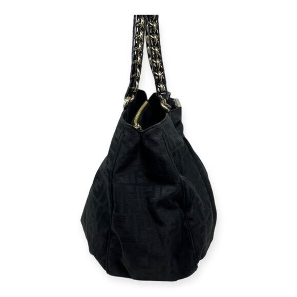 Fendi Large Zucca Black Canvas Monogram Mia Shoulder Bag - Picture 9 of 16